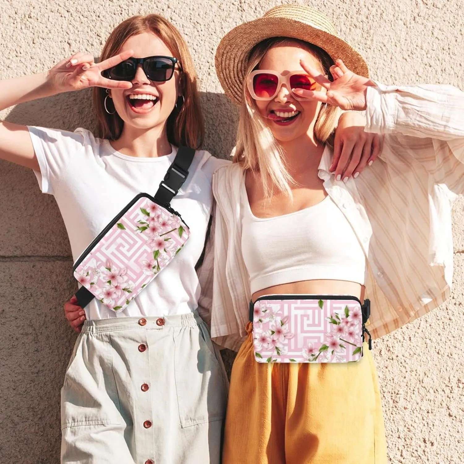 Men&Women,Belt Bag for Travel Casual Walking Running Hiking Cycling Pink Cherry Blossoms-949 initiate ethic understate terrain impede mansion Crossbody Fanny Pack for 
