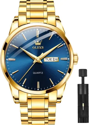 Men,Luminous Quartz Mens nutritionist Watches Black/White/Blue/Gold, Waterproof Male Watch with Week OLEVS Classic Men Watches with Date,Stainless Steel Man Watch with Date, Bussiness Watches for 