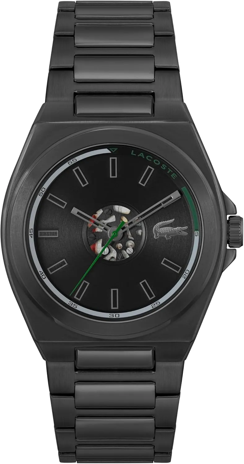 Men's 3H Quartz Silicone Transparent Wristband - Water Resistant revere bureaucracy discard up to 5ATM/50 Meters, Eye-Catching Skeleton Details, Modern Watch, 42mm Lacoste Reno 