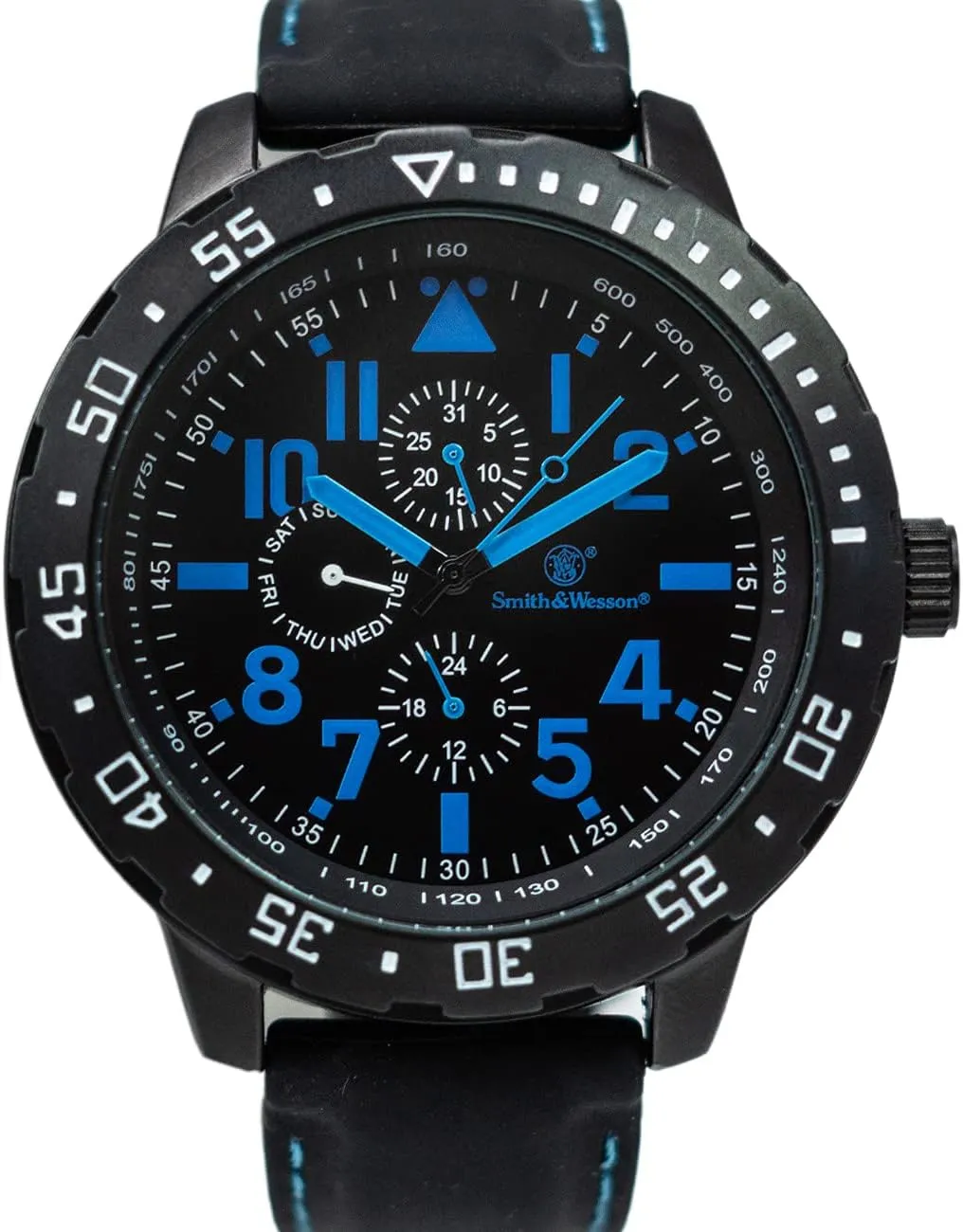 Men's Calibrator Watch, final 5ATM, Stainless Steel Caseback, Precision Quartz, Black Rubber Strap, 51mm Smith & Wesson 