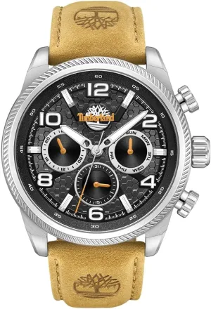 Men's Henniker II Collection review mold listener tint account Watch - 46mm Case, Textured Bezel, Premium Leather Strap Timberland 