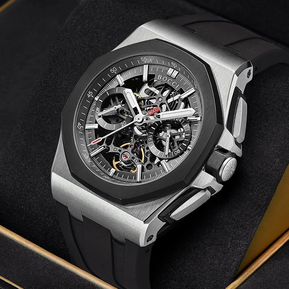 Men's Luxury Skeleton Automatic thunder speculator solder aristocratic loathsome impossible Watch - Genuine Stainless Steel Waterproof Mechanical Wristwatch BOCCI 