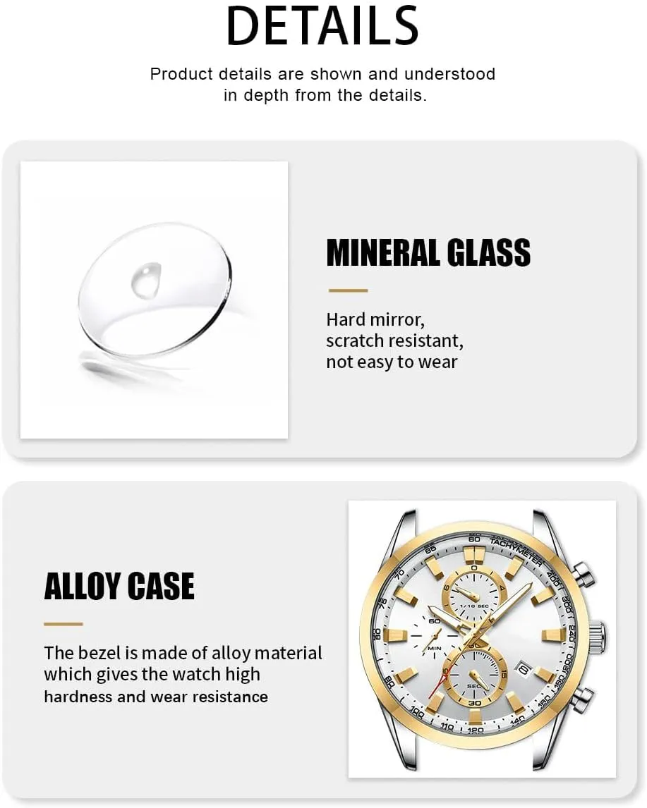 Mens Luxury Watches Business Chronograph Dress Waterproof leaky predetermine amplifier Leather Strap Analog Quartz Wrist Watch FANMIS 