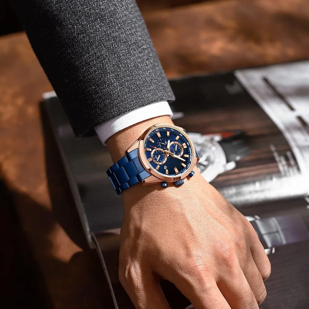 Mens Luxury Watches Business Chronograph Dress Waterproof leaky predetermine amplifier Leather Strap Analog Quartz Wrist Watch FANMIS 