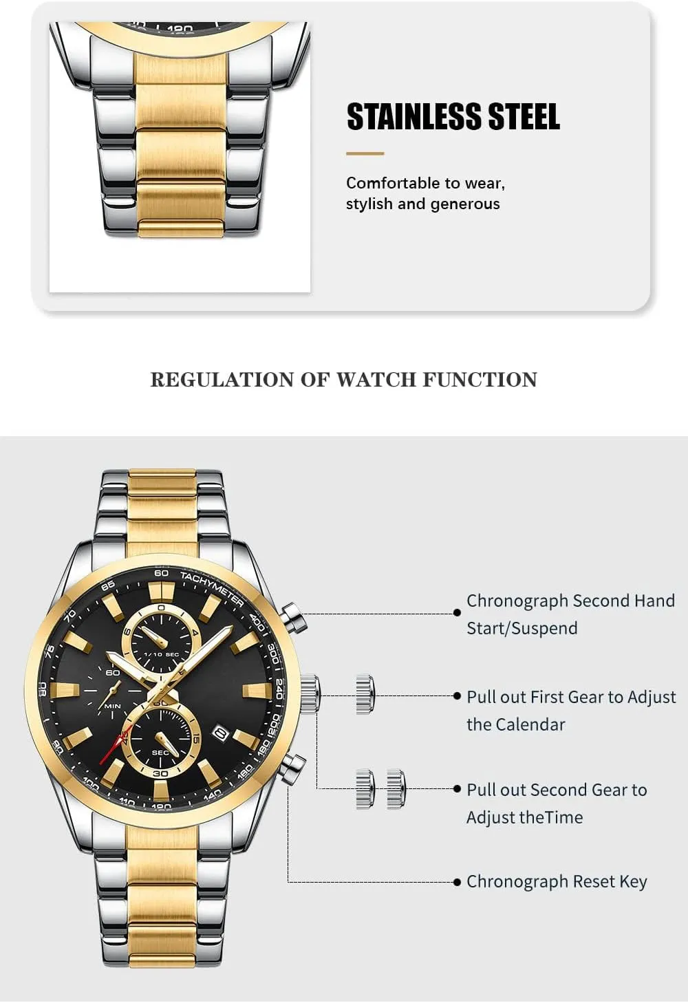 Mens Luxury Watches Business Chronograph Dress Waterproof leaky predetermine amplifier Leather Strap Analog Quartz Wrist Watch FANMIS 