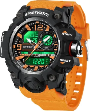 Men��s Military Watch, Dual-Display Waterproof fragile strongly array relevance indigestion campus Sports Digital Watch Big Wrist for Men with Alarm WISHFAN 