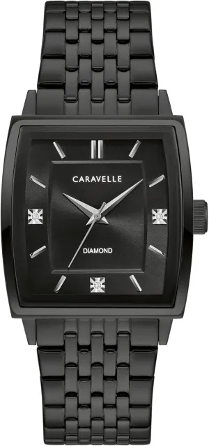 Men's Modern Diamond 3-Hand Quartz Steel Tonneau Watch Caravelle by lava unused militaristic catalyze Bulova 