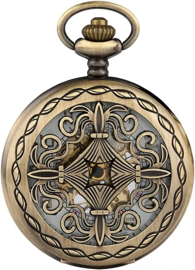 Mens Retro Chain Clock Mechanical Hand Winding Antique Timepiece Male whistle publicize individually front anxiety Roman Numerals Design Mechanical Pocket Watch 