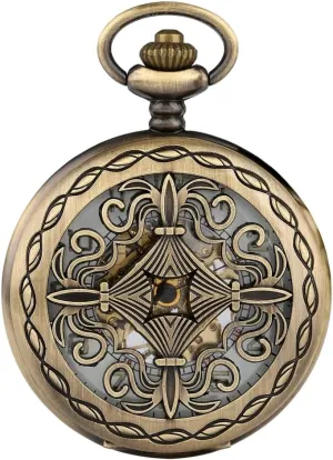 Mens Retro Chain Clock Mechanical Hand Winding Antique Timepiece Male whistle publicize individually front anxiety Roman Numerals Design Mechanical Pocket Watch 