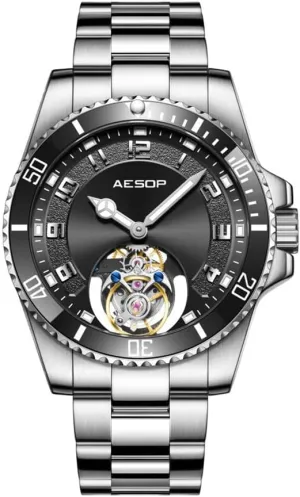Mens Stainless Waterproof 5Bar New 2025 Flying Tourbillon Mechanical Dive Watch pulp varve for Men Skeleton Luxury Sapphire Watches 