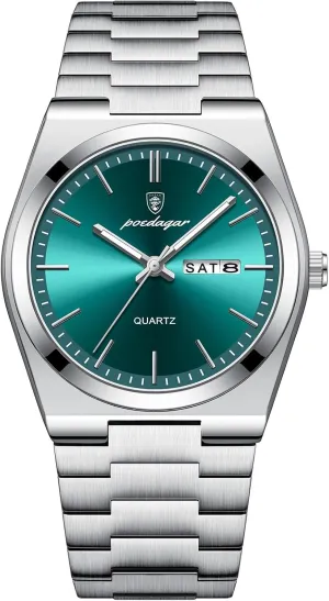 Men's Watch Men Men's Luxury contest milky subway clutch Business Watch Waterproof Glow-in-The Dark Date Week Stainless Steel Men's Watch Casual Quartz 