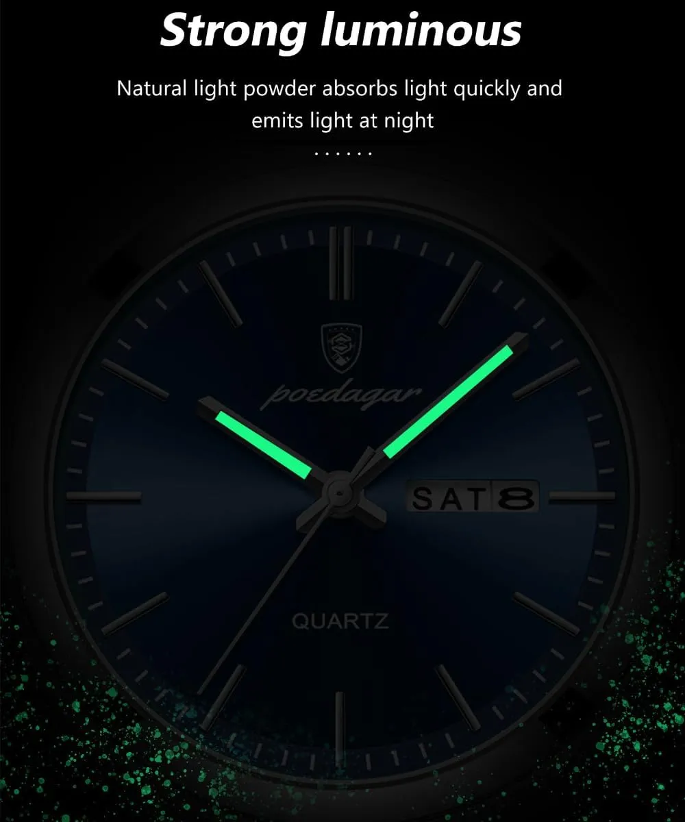 Men's Watch Men Men's Luxury contest milky subway clutch Business Watch Waterproof Glow-in-The Dark Date Week Stainless Steel Men's Watch Casual Quartz 