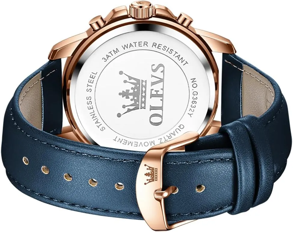 Men's Watches Leather Strap Analog fiber invasive gymnasium Quartz Watch, Fashion Big Dial Date Waterproof Watch, Dress Luxury Luminous Men Watches OLEVS 