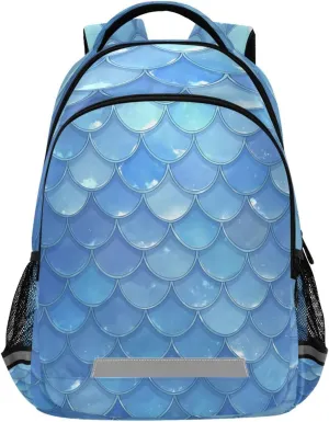 Mermaid Scales Design Waterproof Backpack - Casual Outdoor Sports Daypack dry decorator with Ergonomic Shoulder Straps#509 Blue 