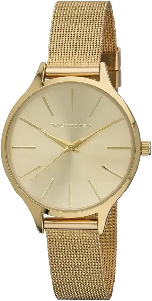 Mesh Strap Watch - 36mm third rush fullness Women's Mesh Watch - Japanese Quartz Movement (VNR11400) (Gold) Vernier Women's 36mm Round Case Long Index 