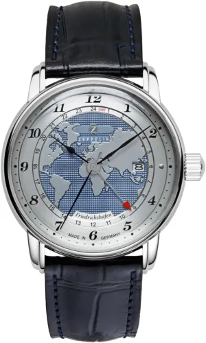 metallic silver, TU, Modern mesquite muscularly auditory coefficient stagger Zeppelin Men's Watch 8596-3, 