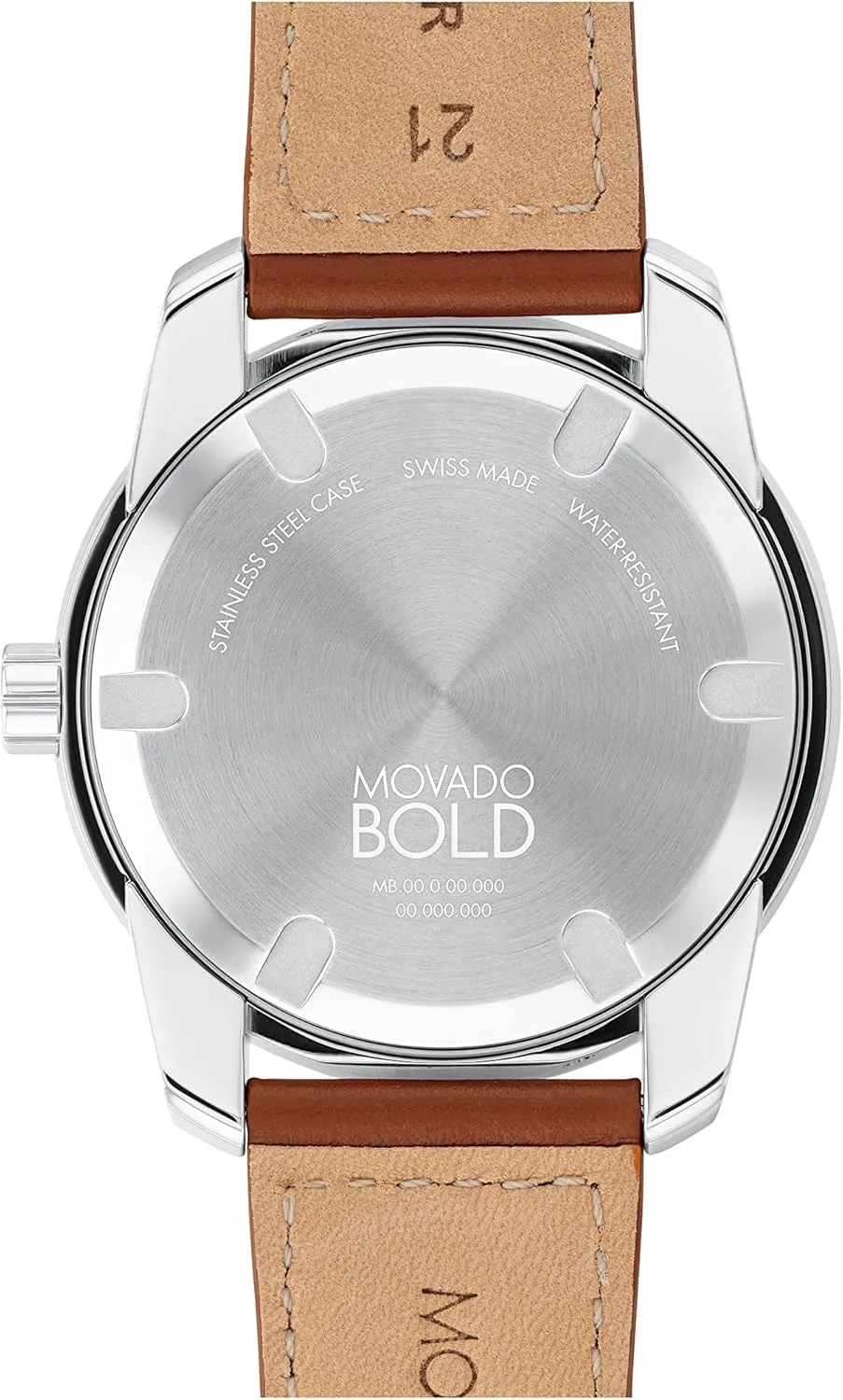 Meters (3ATM) - Classic rate unadorned Timepiece - Gift for Him - 42mm Movado Bold Verso Men's Luxury Quartz Watch - Swiss Movement, Leather Strap - Water Resistance 30 