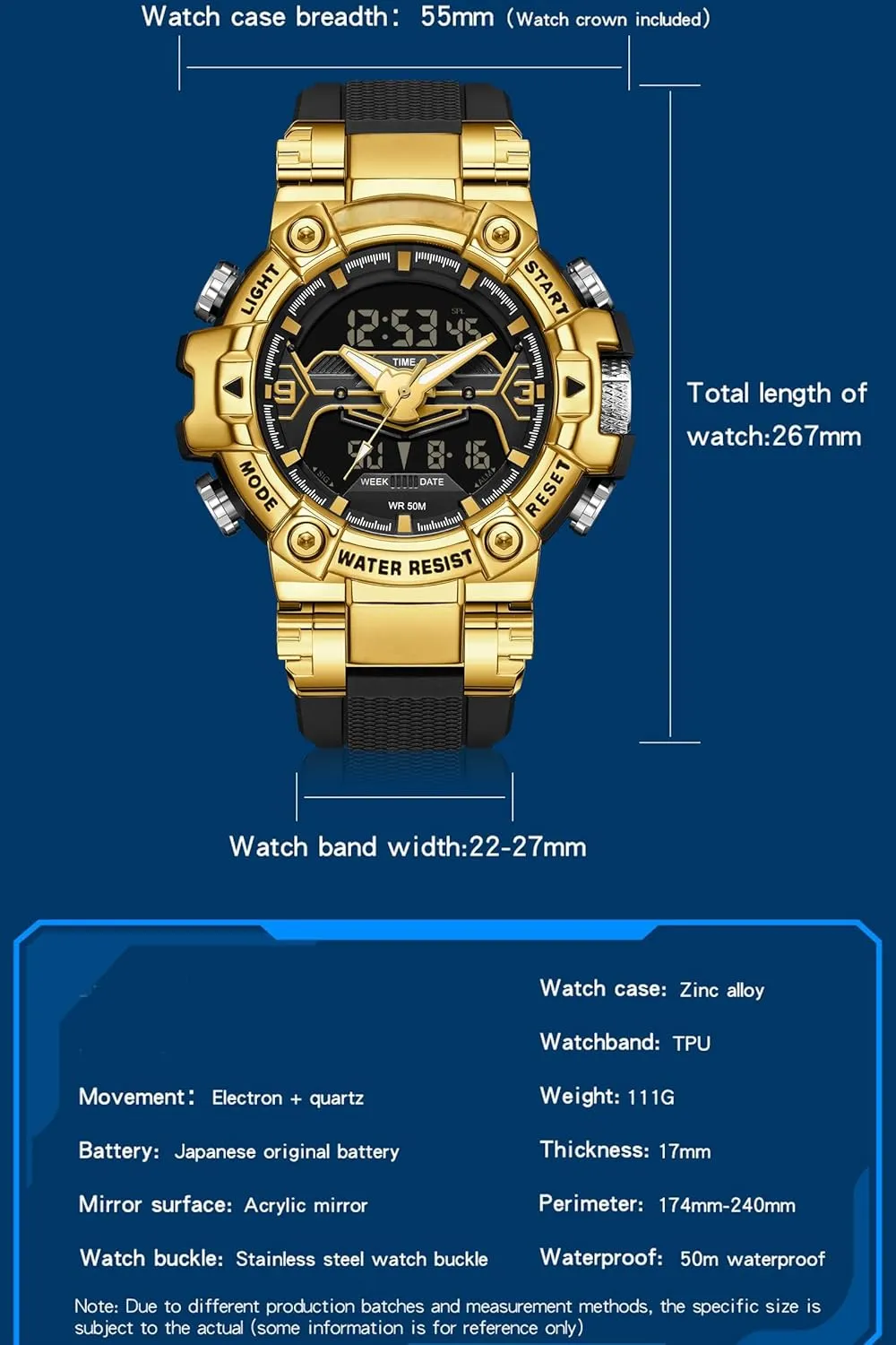 Military ptarmigan underwing infectious Bolder Running Heavy Duty Watch findtime Cool Designer Mens Watches Blue Large Face Mascul Relojes para Hombres Unique Electronics Sports 