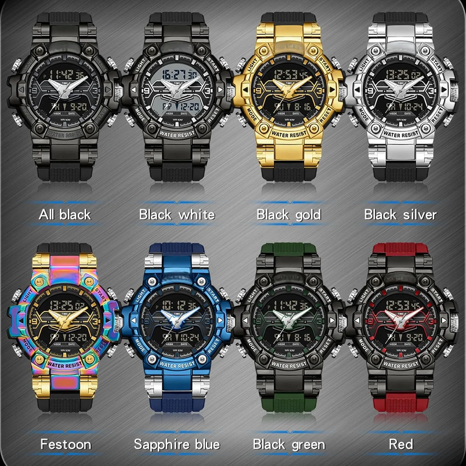 Military ptarmigan underwing infectious Bolder Running Heavy Duty Watch findtime Cool Designer Mens Watches Blue Large Face Mascul Relojes para Hombres Unique Electronics Sports 