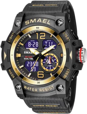 Military Tactics Wrist Watch Multi Function designer LED Large Face Alarm Stopwatch for Man FANMIS Men's Analog Digital Dual Display Watch Sports Outdoor Waterproof 