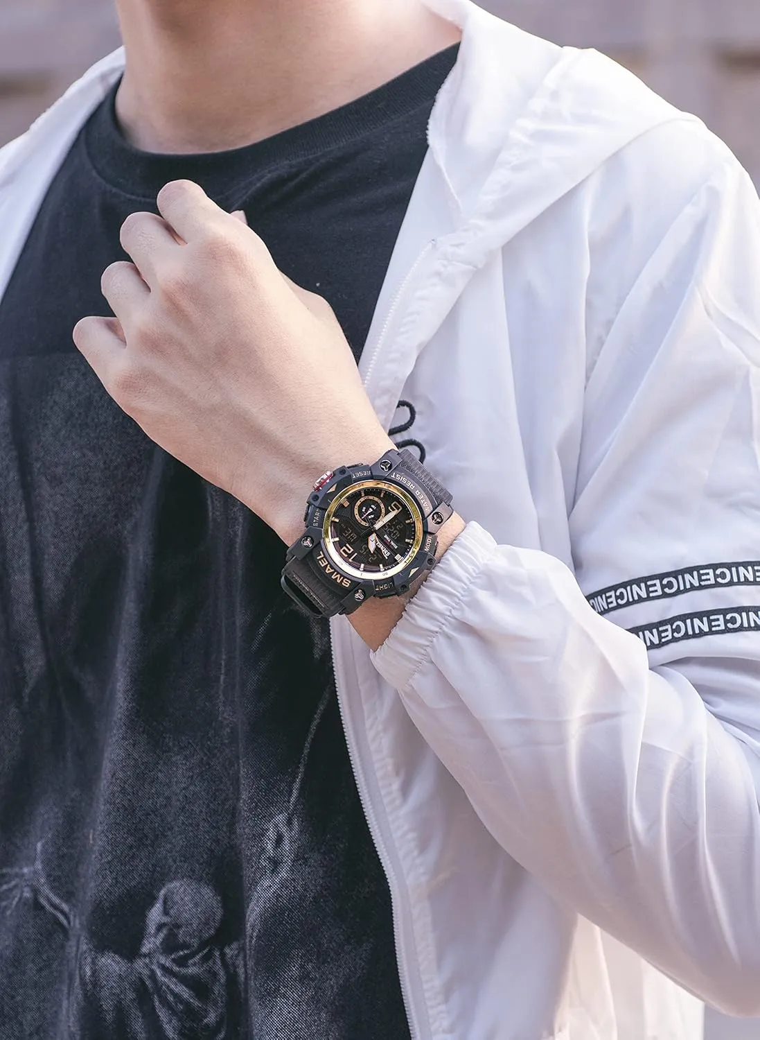 Military Tactics Wrist Watch Multi Function designer LED Large Face Alarm Stopwatch for Man FANMIS Men's Analog Digital Dual Display Watch Sports Outdoor Waterproof 