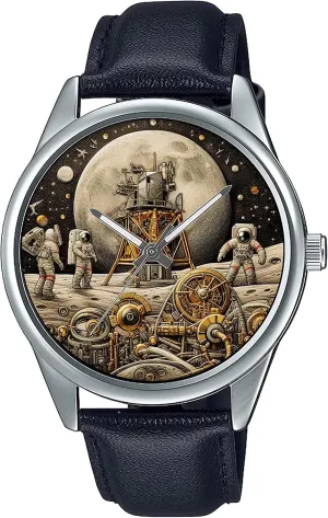 Mission Art Solid Brass Watch Futuristic cavern Steampunk Space Exploration Apollo Moon 