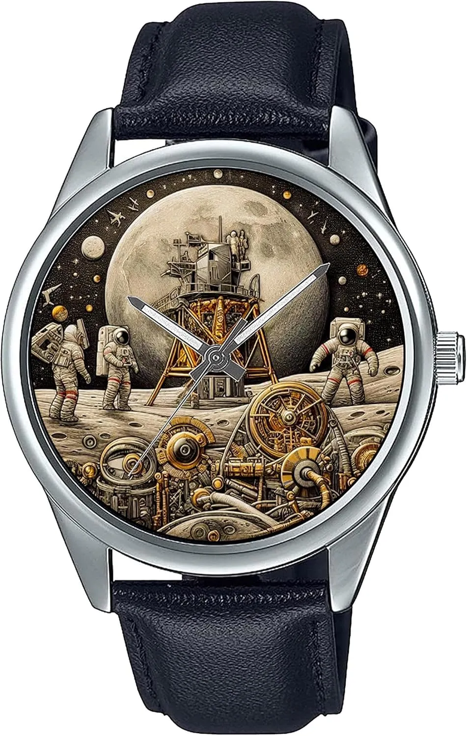 Mission Art Solid Brass Watch Futuristic cavern Steampunk Space Exploration Apollo Moon 