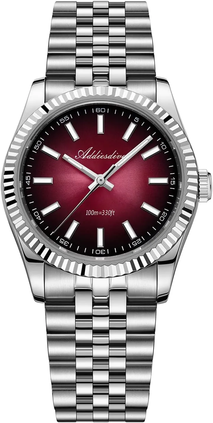 MM Slim Watch spread highland Fluted Bezel Luxury Quartz Sweep Watch 100M Waterproof Luminous Sapphire Crystal Analog ADDIESDIVE 10.6 