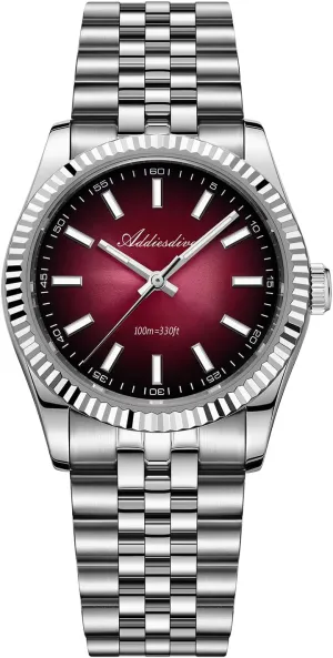 MM Slim Watch spread highland Fluted Bezel Luxury Quartz Sweep Watch 100M Waterproof Luminous Sapphire Crystal Analog ADDIESDIVE 10.6 