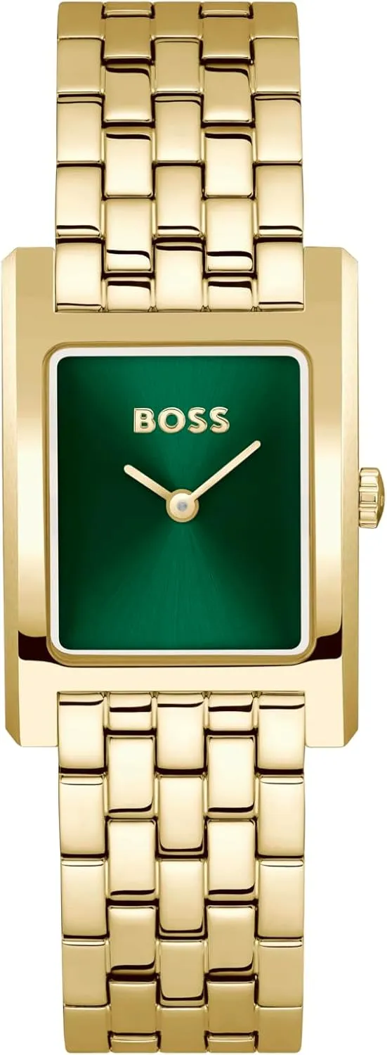 Modern Elegant Three-Hand Timepiece odd metric clay utilitarian - Gift for Her BOSS Women's Lucy Watch �C Square Case, Sunray Dial, Faceted Edges, 