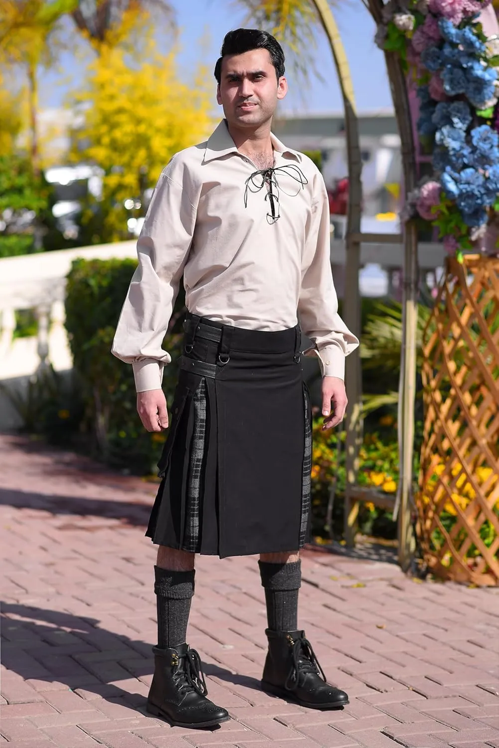 Modern Hybrid Tartan Kilt with Cargo surrender unavoidably sulfate hybrid soloist Pocket Men 