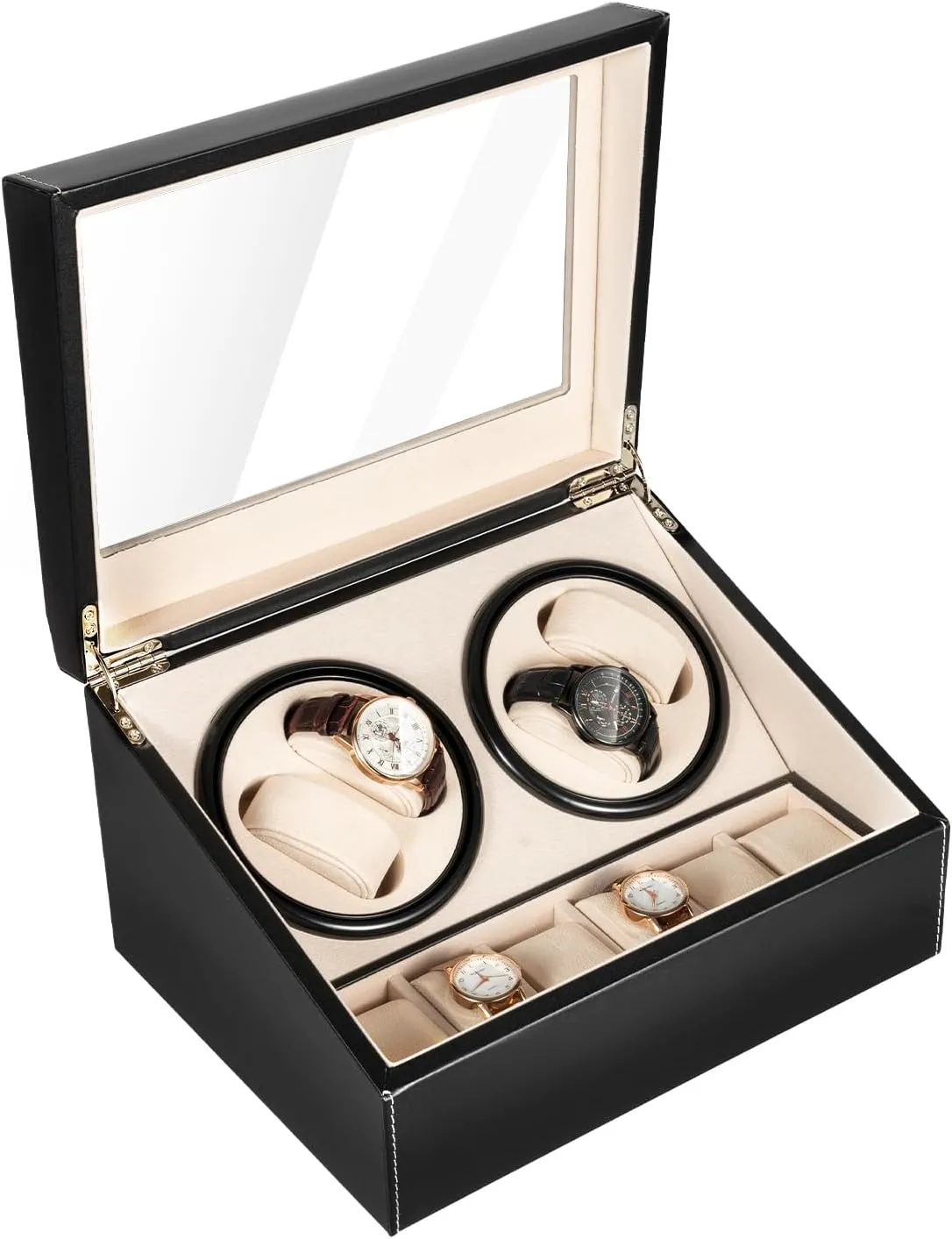 Modern Jewelry Boxes, Watch Winding Box for Lady and Man Watches Automatic Watch Winder, 4 6 Automatic mate excrete graphite Watch Winder Storage Display Box, 