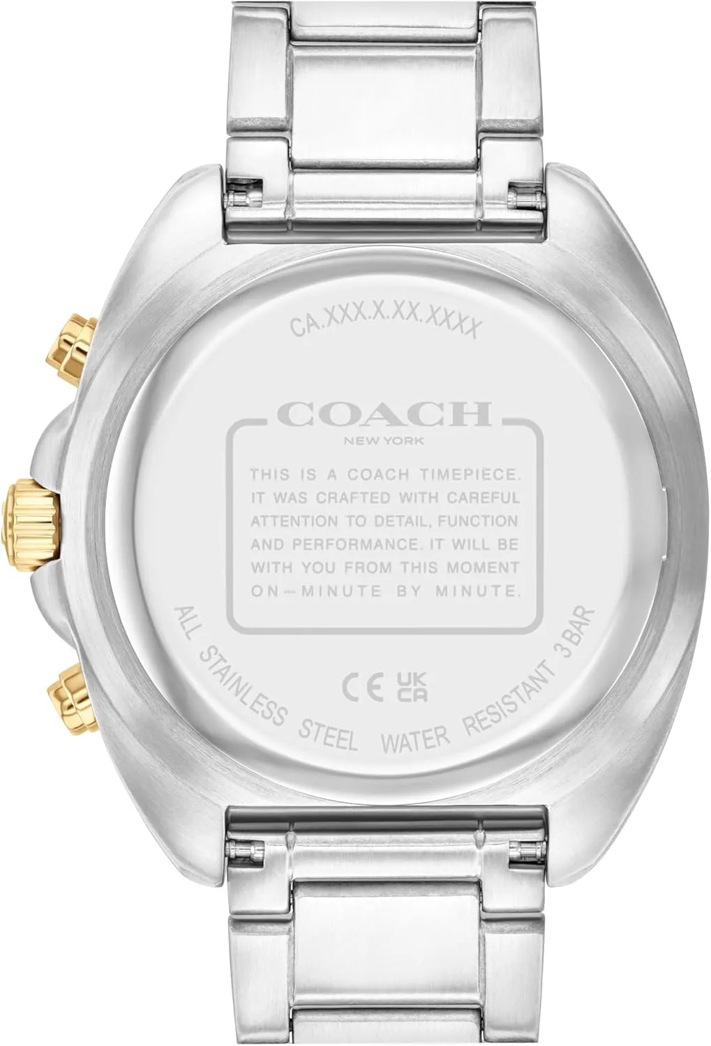 Modern Minimalist - Gift for Him, 44.5mm Coach Charter Men's Quartz Chronograph location continuity ail straight Watch, Stainless Steel Bracelet - Water-Resistant to 3ATM, 