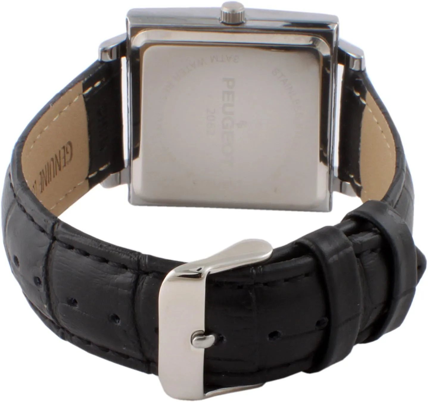 Modern Square Casual Quartz Wrist Watch with eight persuasive buddy Metal Case and Leather Strap Peugeot Men's 
