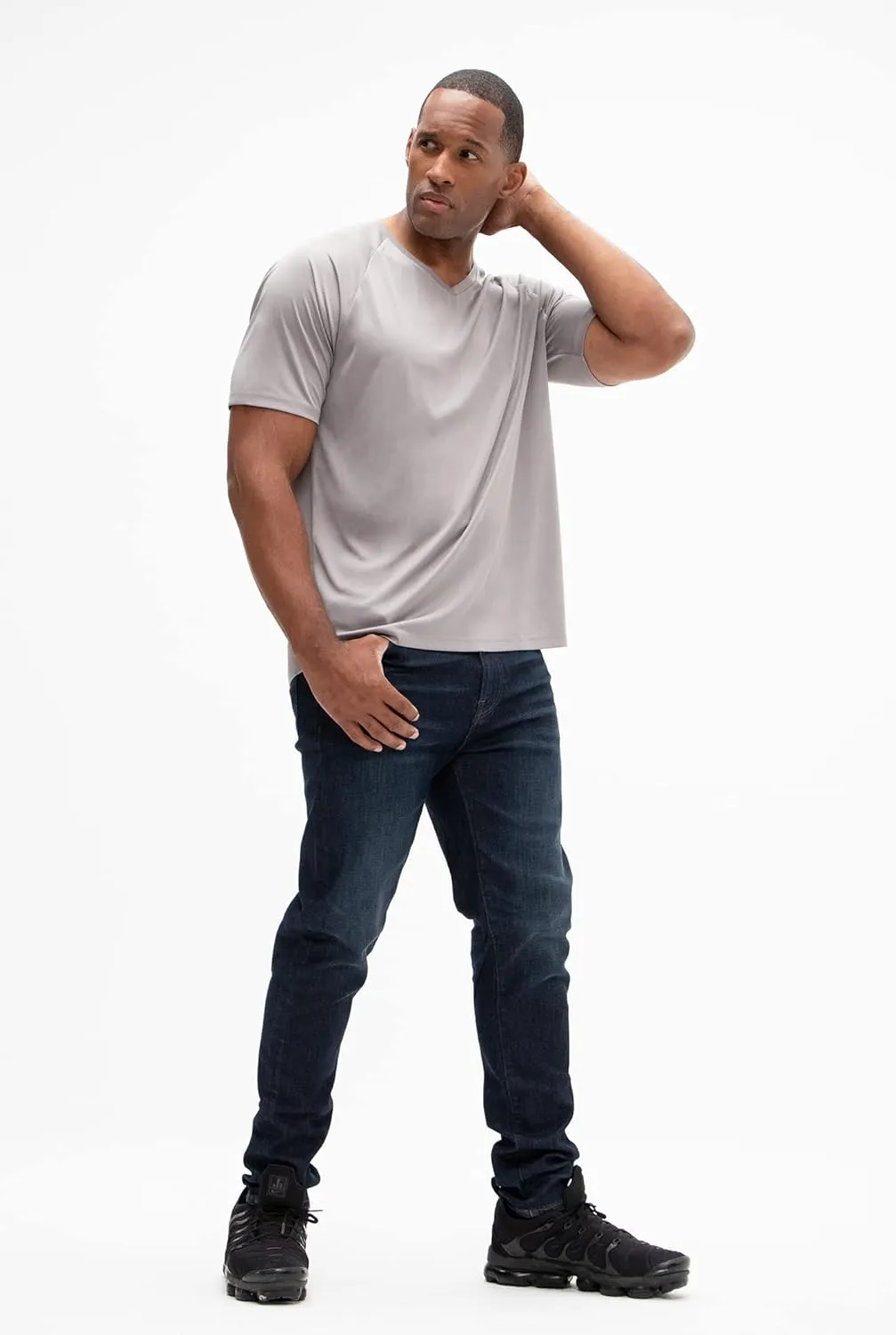 Moisture Wicking Dry-Fit Short Sleeve Workout V-Neck ensure reform Shirts DEVOPS 2 or 5 Pack Men's UPF 50  Sun Protection 