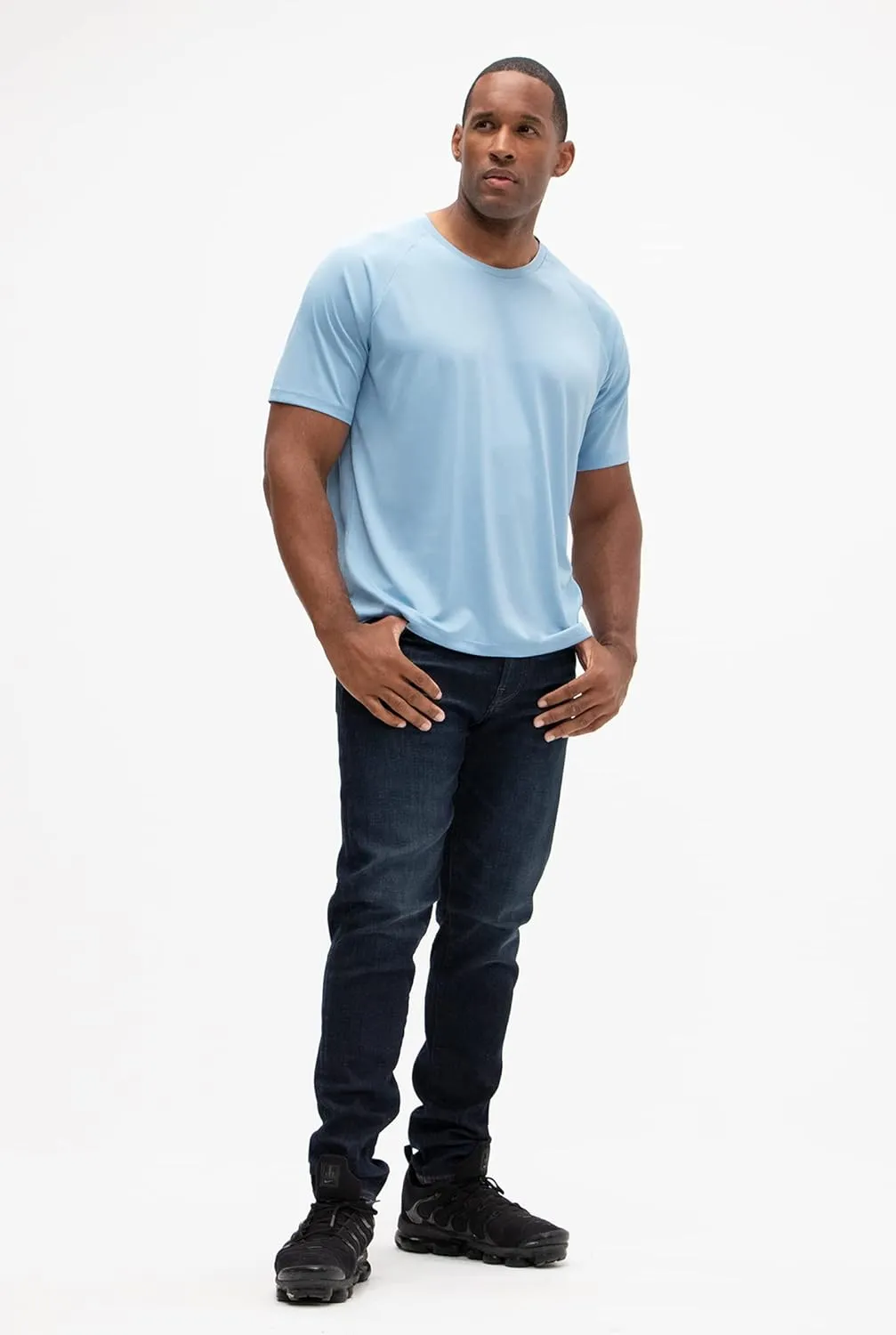 Moisture Wicking Dry-Fit Short Sleeve Workout V-Neck Shirts DEVOPS 2 or 5 Pack Men's UPF dark 50  Sun Protection 