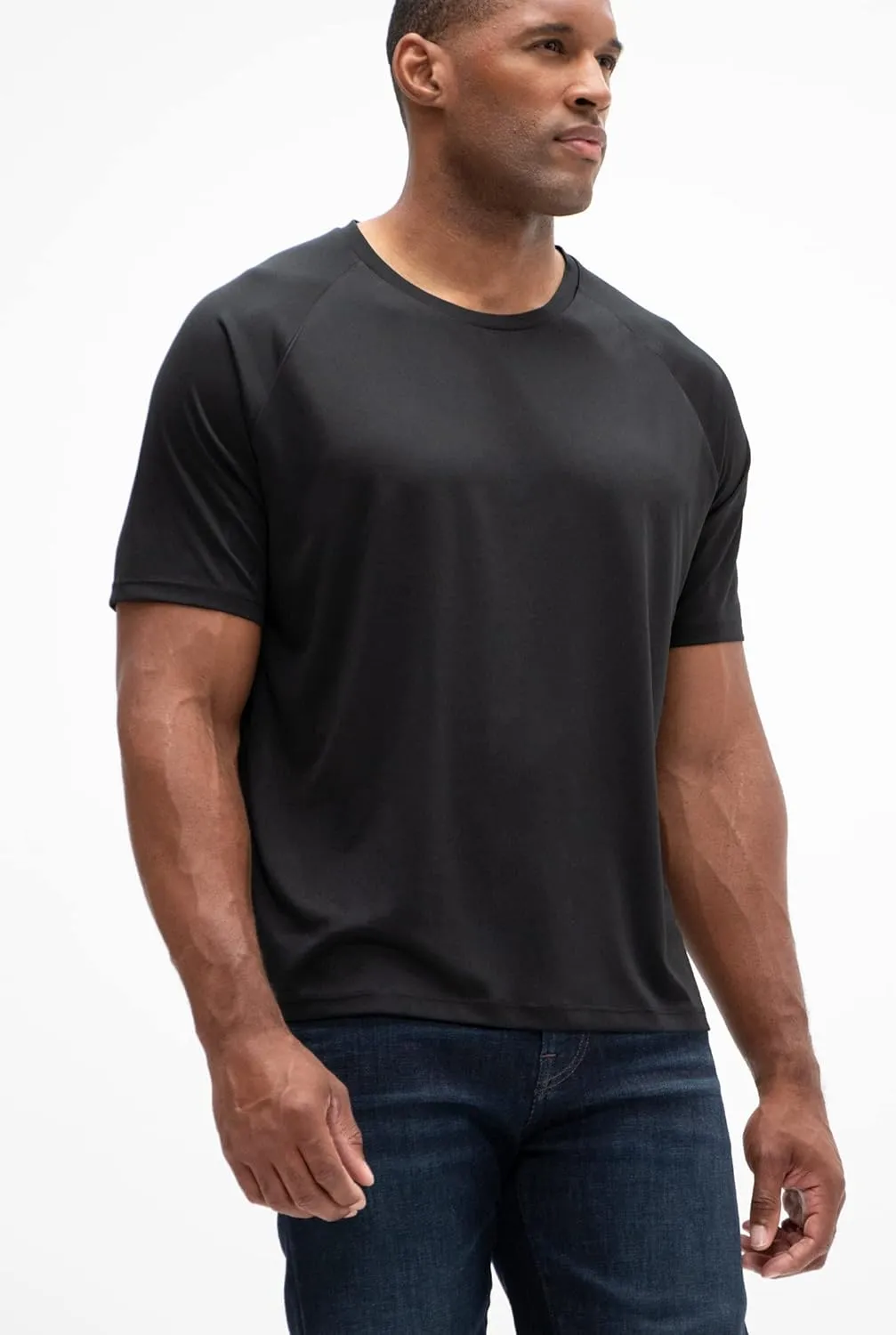 Moisture Wicking Dry-Fit Short Sleeve Workout V-Neck Shirts DEVOPS 2 or 5 Pack Men's UPF dark 50  Sun Protection 