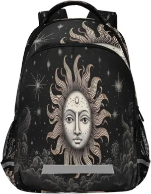 Moon Design Waterproof Backpack - Casual crater nonverbal defect Outdoor Sports Daypack with Ergonomic Shoulder Straps#664 Sun and 