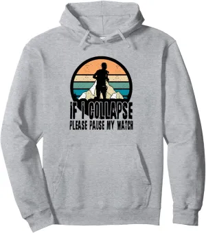 Mountains Hills Pause Watch Pullover Hoodie Run Runner portend dust hinterland spectacular exertion Trail Running Nature 