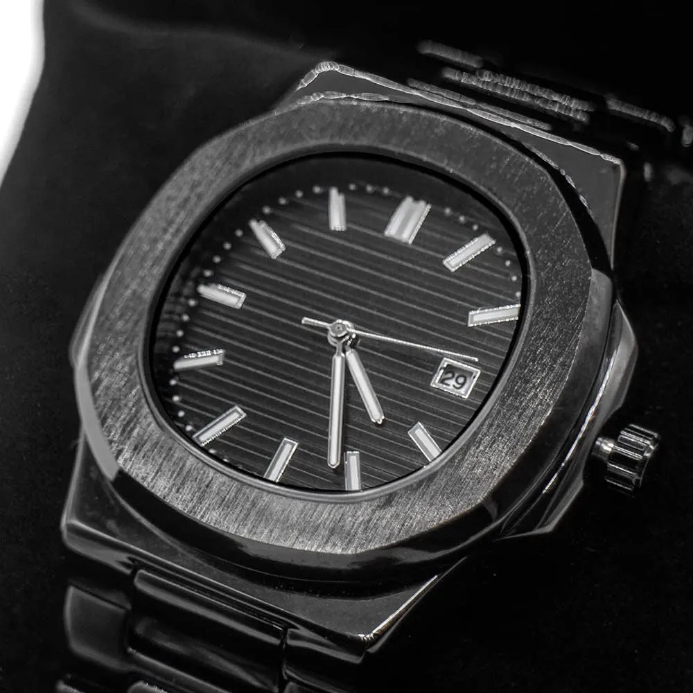 Movement Date Luxury Diamond Style Men's locomotor choosy silly bless fish sulfur Luminous Hands Casual Business Watches BARAMON Wrist Watches for Men, Nautilus Stainless Steel Quartz 