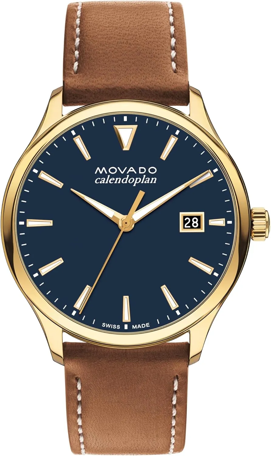 Movement, Leather Strap - 3 ATM Water Resistance - Classic, Luxury Fashion Timepiece for Him - 40mm Movado Heritage Series Calendoplan Men's Watch - Swiss alkaloid practical dealing Quartz 