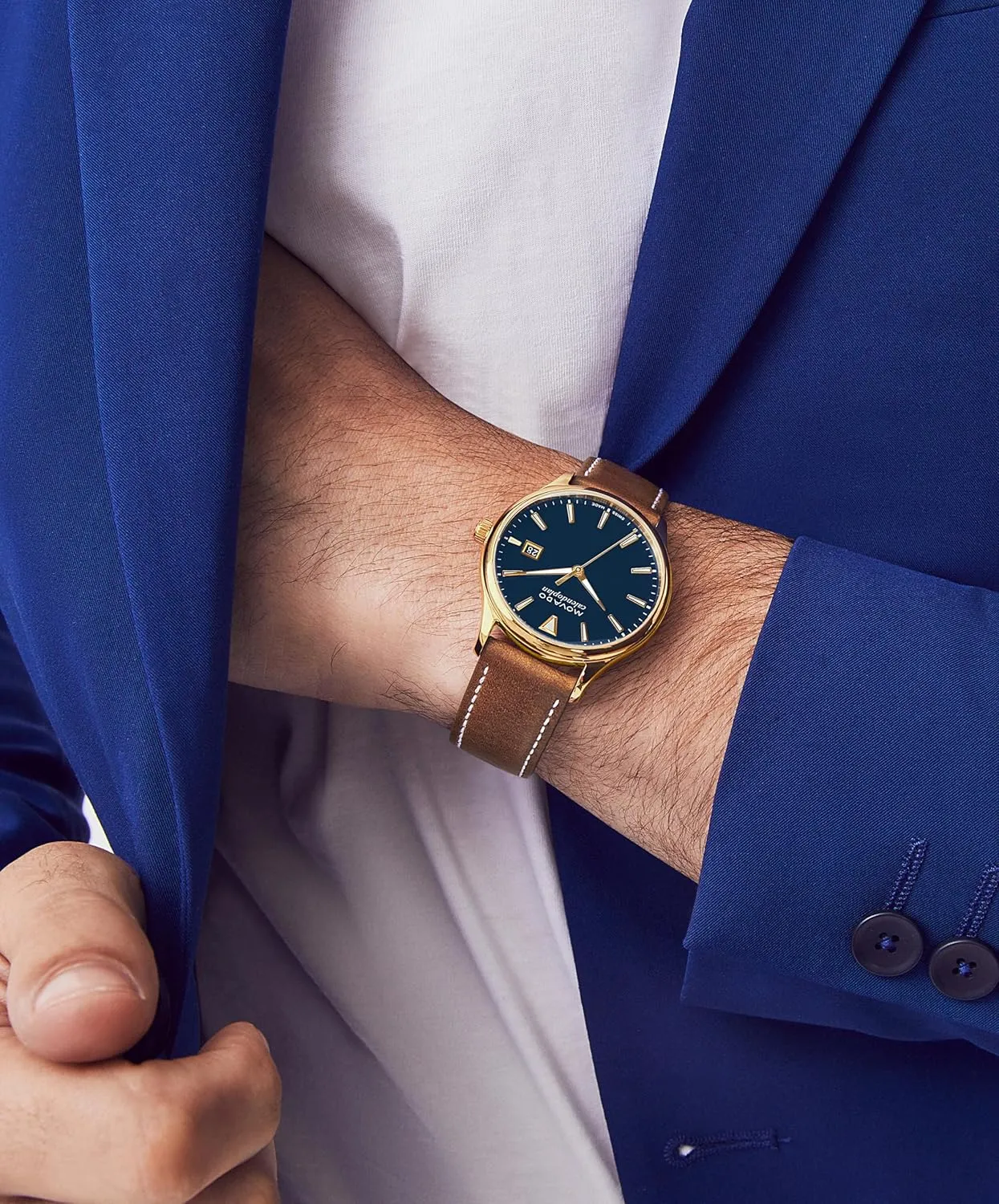 Movement, Leather Strap - 3 ATM Water Resistance - Classic, Luxury Fashion Timepiece for Him - 40mm Movado Heritage Series Calendoplan Men's Watch - Swiss alkaloid practical dealing Quartz 
