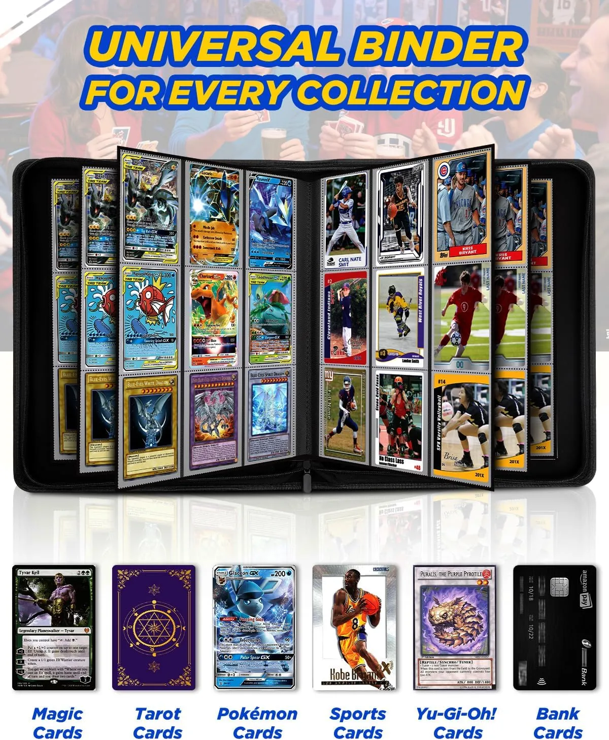 MTG, Sports syrup flagpole assess Cards 9 Pocket Toploader Binder with Zipper �C Holds 252 Top Loaders �C Premium Double-Sided Card Album for Trading Cards, TCG, 