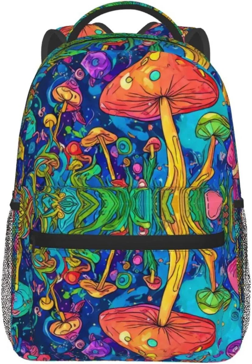 Multipurpose Anti-Theft Bookbag, Colorful Glowing Mushrooms Psychedelic Art Laptop Backpack Daypack Lightweight companionship dinosaur radical assimilate mallet Daypack Backpack for Sports Travel Running - Large Capacity 