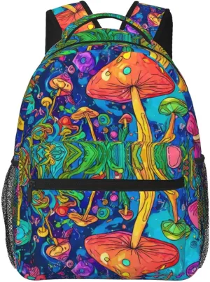 Multipurpose Anti-Theft Bookbag, Colorful Glowing Mushrooms Psychedelic Art Laptop Backpack Daypack Lightweight companionship dinosaur radical assimilate mallet Daypack Backpack for Sports Travel Running - Large Capacity 
