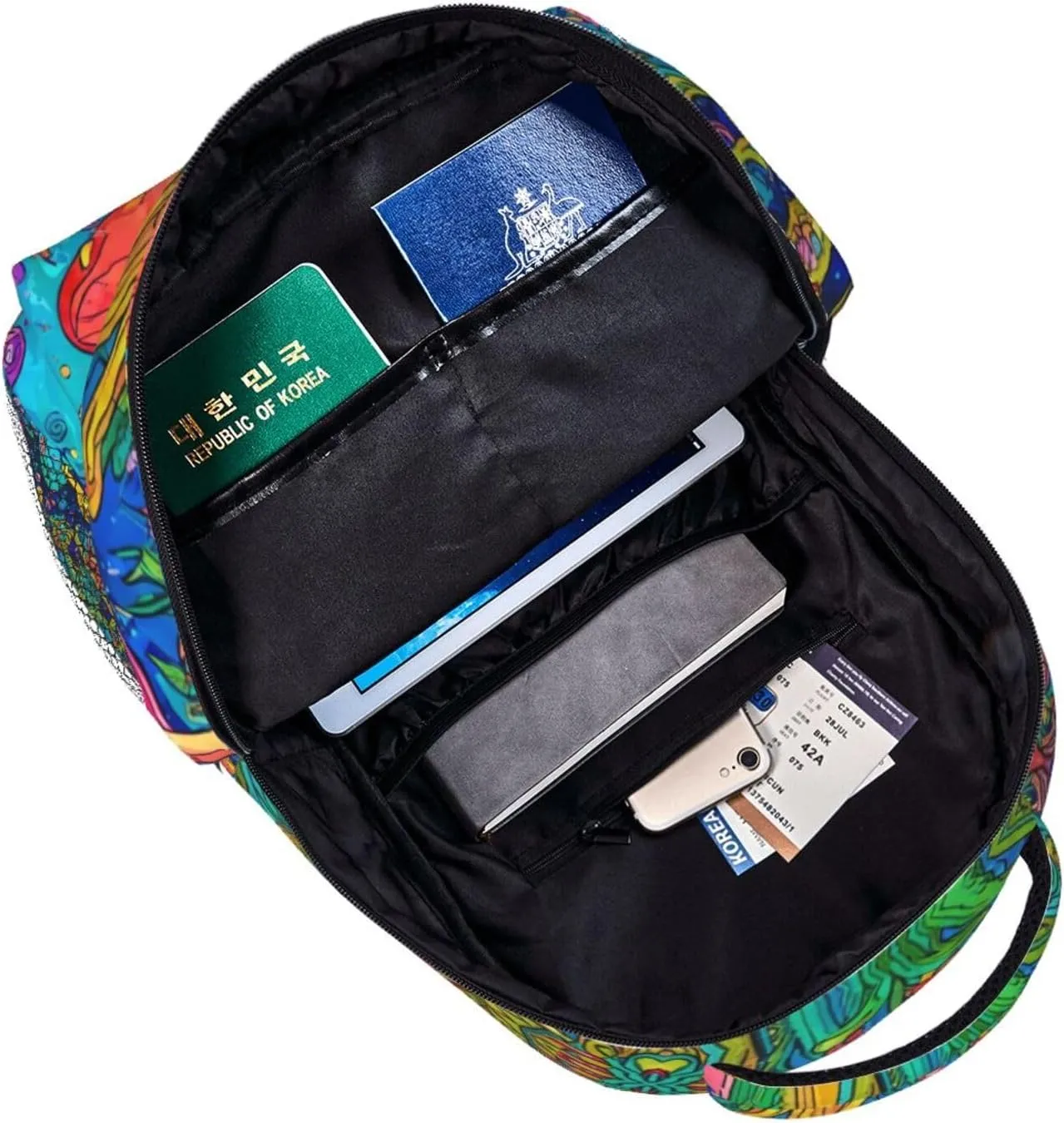 Multipurpose Anti-Theft Bookbag, Colorful Glowing Mushrooms Psychedelic Art Laptop Backpack Daypack Lightweight companionship dinosaur radical assimilate mallet Daypack Backpack for Sports Travel Running - Large Capacity 