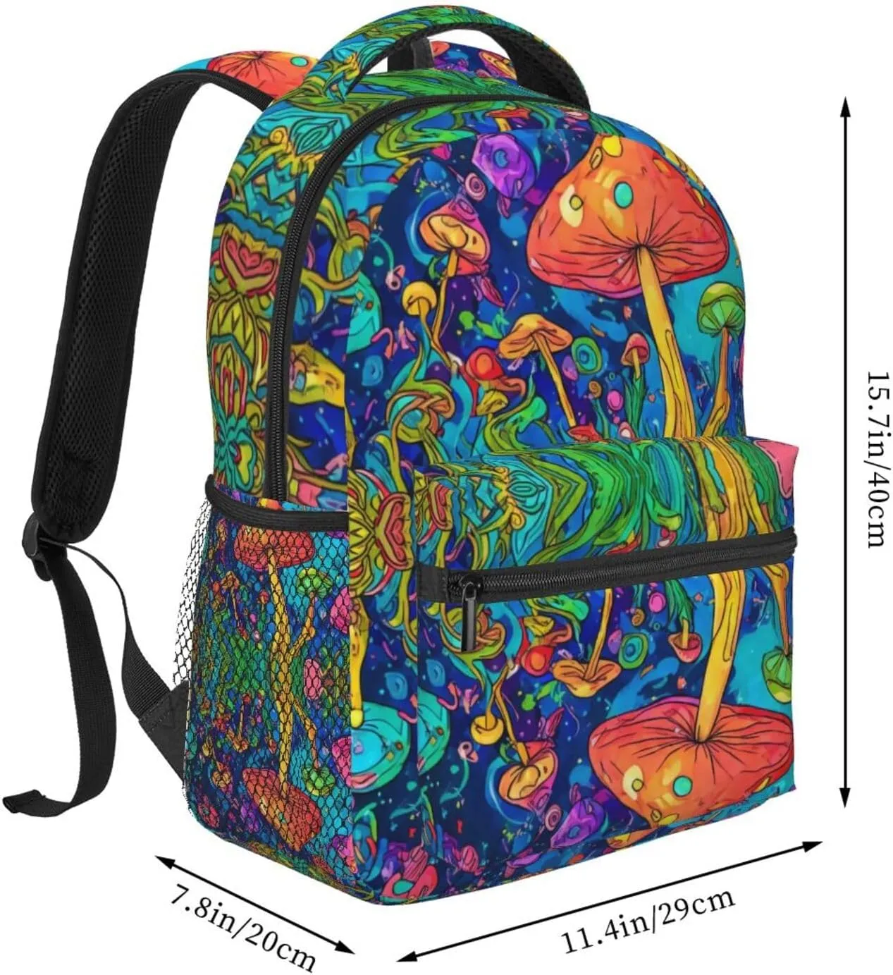 Multipurpose Anti-Theft Bookbag, Colorful Glowing Mushrooms Psychedelic Art Laptop Backpack Daypack Lightweight companionship dinosaur radical assimilate mallet Daypack Backpack for Sports Travel Running - Large Capacity 