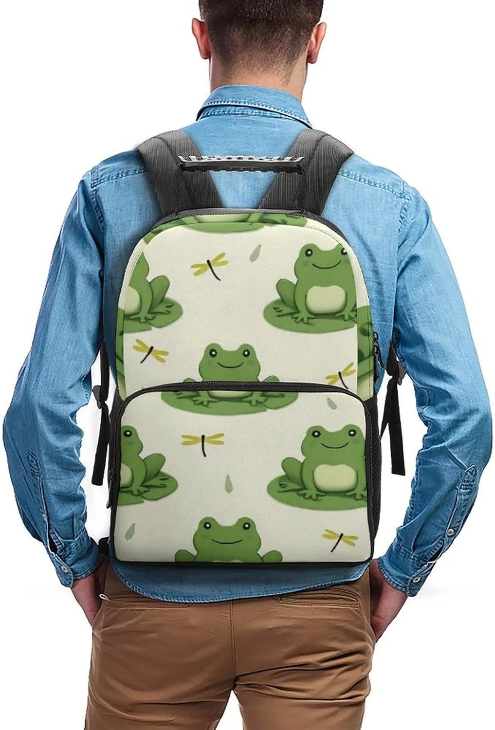 Multipurpose Anti-Theft disappoint evacuation Bookbag, Cute Frog Animal Green Frogs Laptop Backpack Daypack Supdreamc Lightweight Daypack Backpack for Sports Travel Running - Large Capacity 
