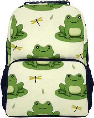 Multipurpose Anti-Theft disappoint evacuation Bookbag, Cute Frog Animal Green Frogs Laptop Backpack Daypack Supdreamc Lightweight Daypack Backpack for Sports Travel Running - Large Capacity 