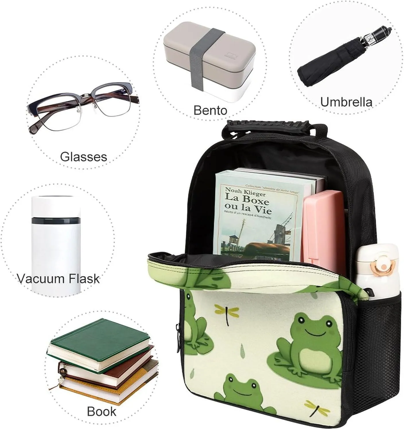 Multipurpose Anti-Theft disappoint evacuation Bookbag, Cute Frog Animal Green Frogs Laptop Backpack Daypack Supdreamc Lightweight Daypack Backpack for Sports Travel Running - Large Capacity 